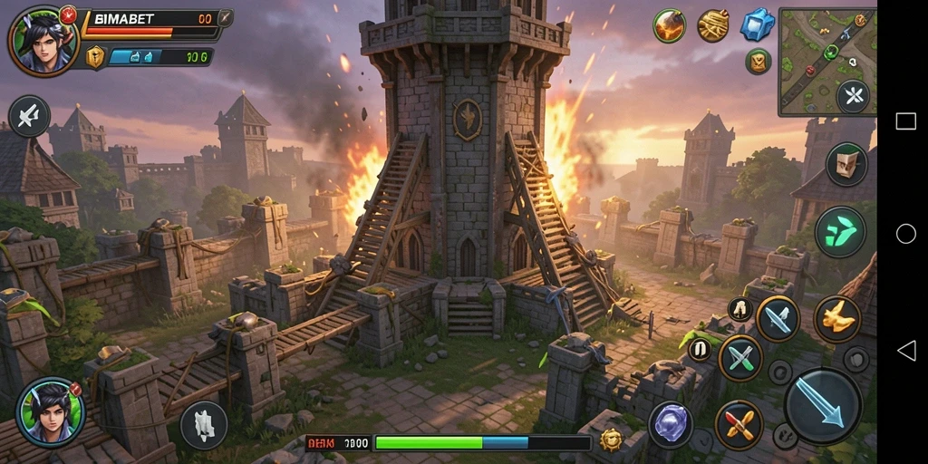 Tangkapan layar menunjukkan aksi seru bermain Tower Defense di BIMABET.