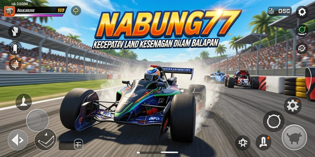 Screenshot gameplay dari NABUNG77 menunjukkan aksi balapan mendebarkan.